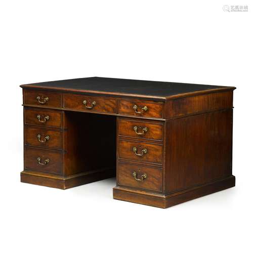 A George III mahogany pedestal partner`s desk, circa 1770