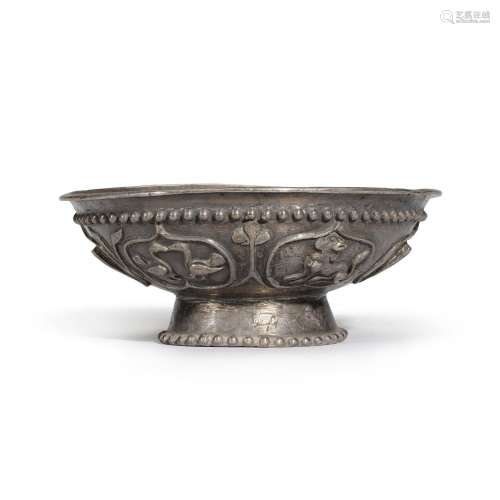 A silver footed `animals` bowl, Central Asia or late Roman E...