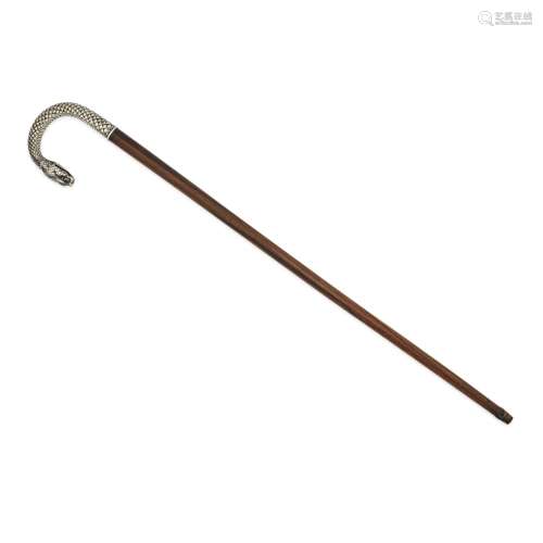 A Russian silver cane handle, maker`s mark Cyrillic VP, St P...