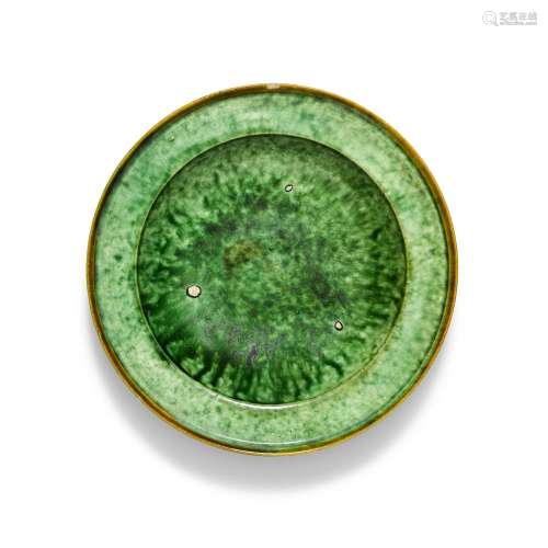 A yellow and green-glazed dish, Liao dynasty | 遼 黃綠釉盤