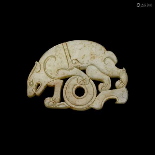 A jade ‘bear` pendant, Han dynasty or later | 漢或以後 熊形玉...