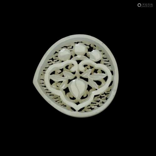 A reticulated white jade belt plaque, Ming dynasty, 16th/17t...
