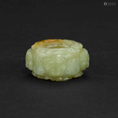 An archaistic small yellow jade cong, Ming dynasty | 明 仿古...