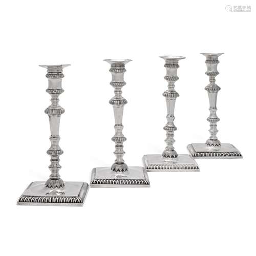 Four George II silver candlesticks, Edward Wakelin, London, ...