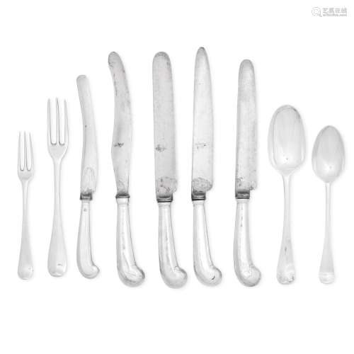 A Hanoverian pattern silver flatware service, various dates ...