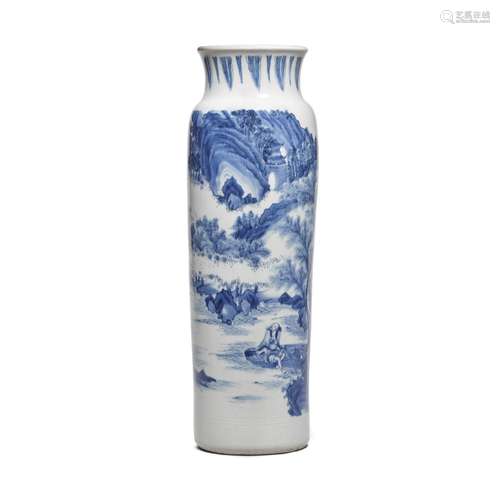 A blue and white sleeve vase, Transitional period, circa 164...