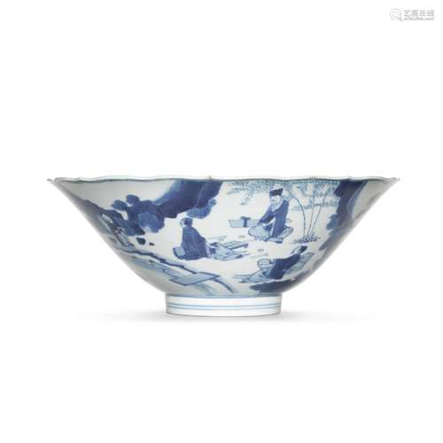 A blue and white bowl, Mark and period of Kangxi | 清康熙 青...