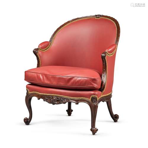 A George III carved mahogany bergère, circa 1760-70, in the ...