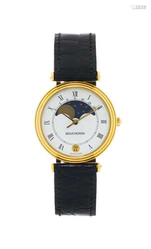 Boucheron, montre en or 750 avec phases de lune, années 1980...