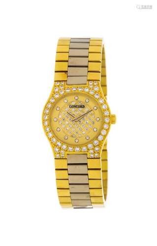 Concord, montre-bracelet en or 750 avec cadran, index et lun...