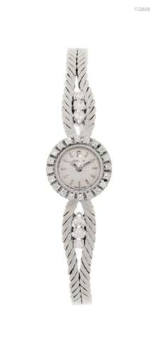Omega, montre-bracelet en or gris 750 sertie de diamants, an...