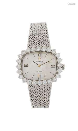 Omega, DeVille, montre-bracelet en or gris 750 sertie de dia...