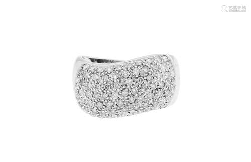 Bague or gris 750 sertie de diamants taille brillant, 59-19,...