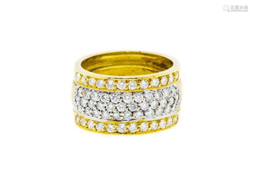 Bague 2 ors 750 sertie de diamants taille brillant, doigt 56...