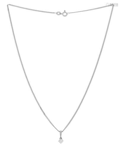 Pendentif or gris 750 serti d`un diamant taille brillant (en...