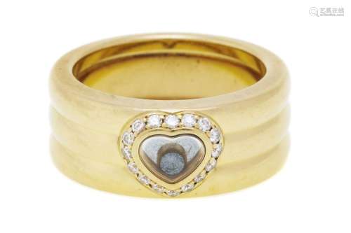 Chopard, Happy Diamond, anneau or 750 orné d`un diamant mobi...
