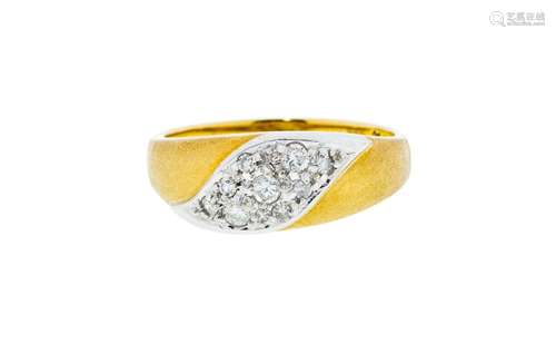 Bague 2 ors 750 sertie de diamants taille brillant et taille...