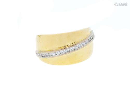 Bague 2 ors 750 sertie d`une ligne de diamants taille brilla...