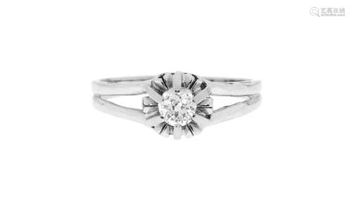 Solitaire or gris 750 sertie d’un diamant taille brillant, d...