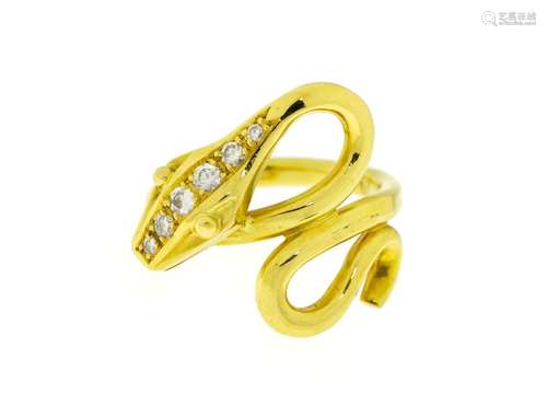 Bague serpent or 750 sertie de diamants taille brillant, doi...