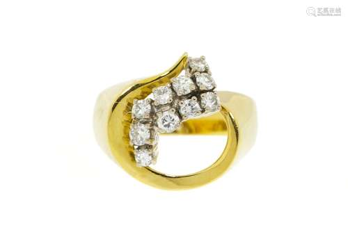 Bague or 750 sertie de diamants taille brillant, doigt 52-12...