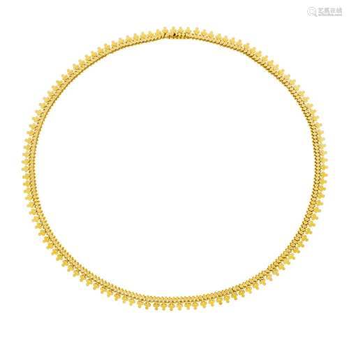 Collier XIXe. s., or 750 composé d`une frise de trèfles, lon...