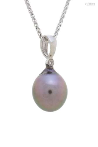 Pendentif or gris 750 sertie d`une perle de culture de Tahit...