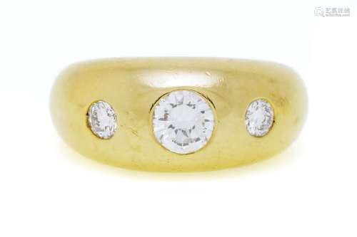 Cartier, bague or 750 sertie de 3 diamants taille brillant, ...