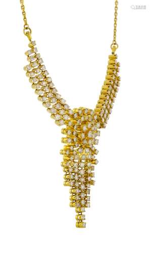 Collier or 750 serti de diamants taille brillant, long. ajus...