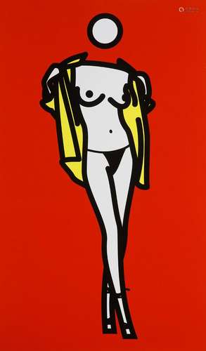 Julian Opie Woman taking off man's shirt 5. 2003. Farbserigr...