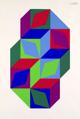 Victor Vasarely Maeght- Tridium. Um 1968. Farbserigraphie au...