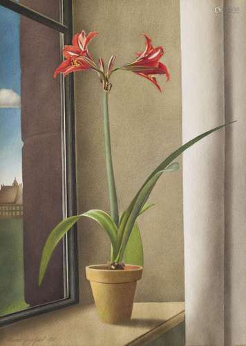 Otmar Engelhard o.T. (Stillleben mit roter Amaryllis). 1952....