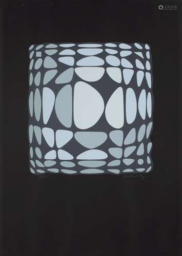 Victor Vasarely o.T. Farbserigraphie auf schwarzem Vélin. 35...