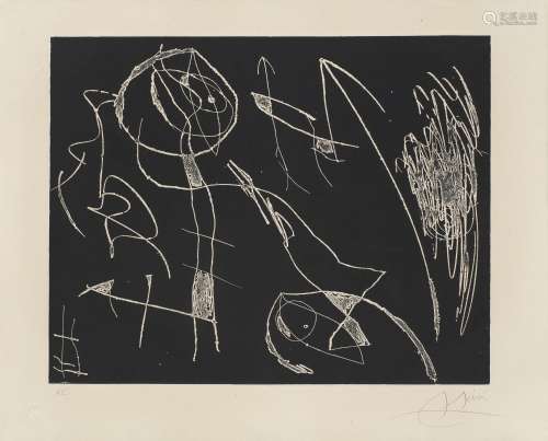 Joan Miró o.T. aus: Série Mallorca.. 1973. Aquatintaradierun...