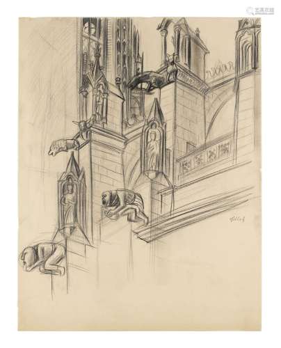 Karl Hubbuch Die Wasserspeier von Notre Dame, Paris. Um 1933...