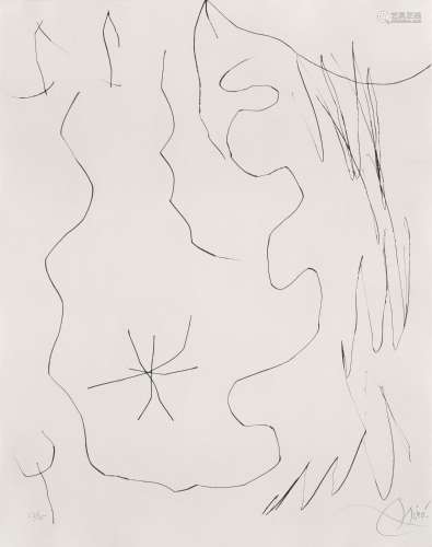 Joan Miró o.T. 1975. Kaltnadelradierung auf Bütten. 57 x 44,...
