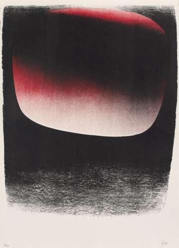 Rupprecht Geiger schwarz-rot. (1958). Farblithographie auf V...