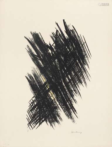 Hans Hartung L 13. (1957). Lithographie in Schwarz und Gelb ...