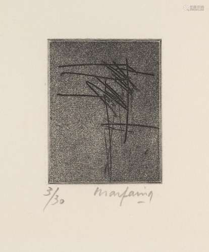 André Marfaing o.T. 1976. Radierung auf Arche-Bütten. 8,8 x ...