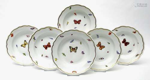 Sechs tiefe Teller, Meissen,