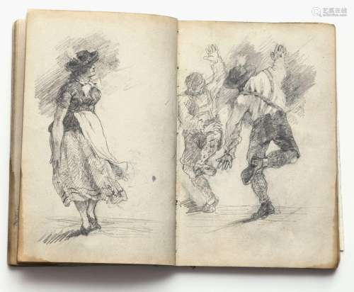 Edward von Gebhardt -  Sketchbook with studies of figures, l...