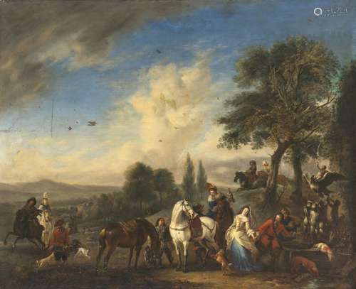 Dirk Maas (Maes), in the style of - Resting falconers