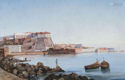 Anton Sminck (van Sminck) Pitloo - On the coast of Naples