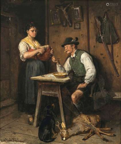 Adolf Eberle - Hunter eating soup