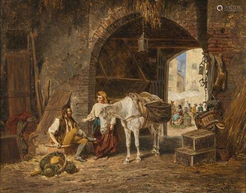 Franz Quaglio - Italian peasant couple in the stable