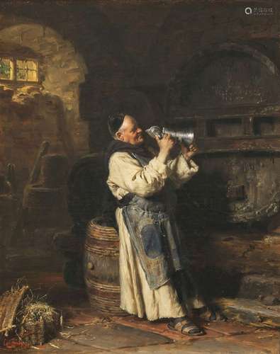 Eduard von Grützner - ``Elfinger`` Monk in the wine cellar, ...