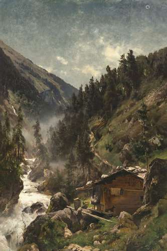 Joseph Rummelspacher - Hut by the mountain stream