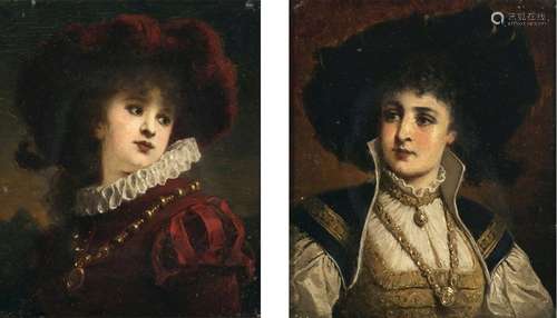 Anton Ebert - Portraits of women in Renaissance costumes