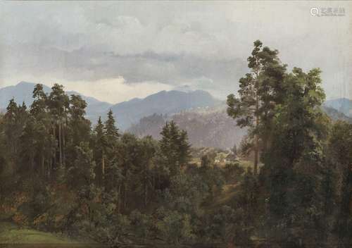 Edward Theodore Compton, attributed to - Tree-covered mounta...