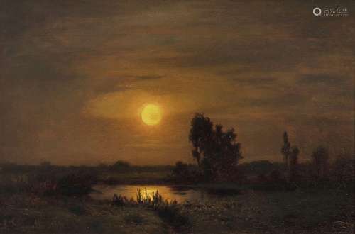 Louis Douzette - Moonrise at the pond